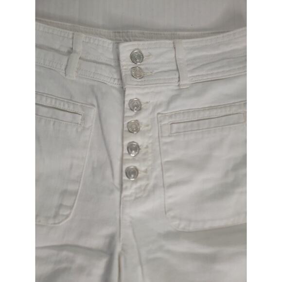 Free People Pants Womens 26 White Colette Wide Leg Culottes Cropped Button Fly - Picture 4 of 10